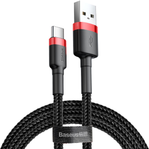 Кабель Baseus Cafule Cable USB для Type-C 3A 0.5 м Black/Red (CATKLF-A91) в Луцьку