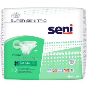 Подгузники для взрослых Seni Super Trio Large 10 шт (5900516691714) ТОП в Луцке