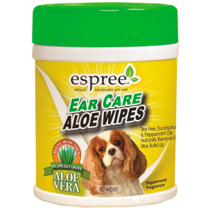 Салфетки Espree Aloe Ear Care Pet Wipes для удаления ушной серы и неприятных запахов для собак и котов 60 шт (e01277)