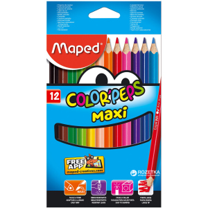 Олівці кольорові Maped Color Peps Maxi 12 кольорів (MP.834010) краща модель в Луцьку