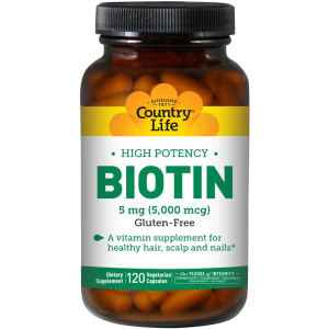 Витамины Country Life High Potency Biotin концентрированный Биотин (В7) 5 мг 120 желатиновых капсул (015794065067) лучшая модель в Луцке