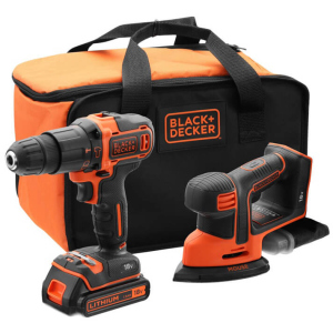 Акумуляторний ударний шуруповерт Black+Decker BDCDC18 + віброшліфмашина Black+Decker BDCDS18 (BCK23S1S)