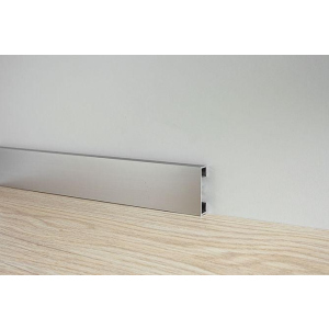 Дизайнерський прямокутний плінтус Profilpas Metal line 89 висота 40 мм анодоване срібло (Metal Line 89/4) краща модель в Луцьку