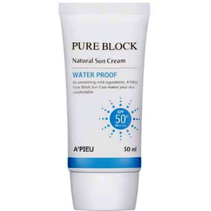 Солнцезащитный крем A'Pieu Pure Block Natural Waterproof Sun Cream SPF50+/PA+++ водостойкий 50 мл (8809581450622) рейтинг