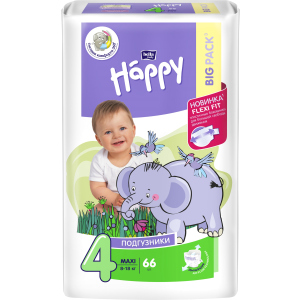 Підгузки дитячі Bella Baby Happy Green Tea 3D Maxi 8-18 кг 66 шт (5900516602888) в Луцьку