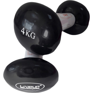 Гантелі LiveUp Vinyl Dumbbell EGG HEAD 4 кг пара Чорні (LS2001-4)