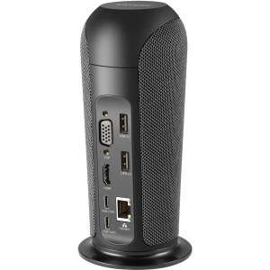 Док-станція 13-в-1 Promate AlphaHub USB-C PD/HDMI/VGA/3xUSB 3.0/USB-C 3.1/RJ45/SD/MicroSD/AUX 3.5 мм/5W динамік Black (alphahub.black) ТОП в Луцьку