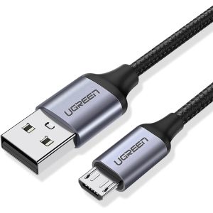 Кабель синхронізації Ugreen US290 USB-A 2.0 - MicroUSB Aluminum Braid 1.5 м Black (90402005)