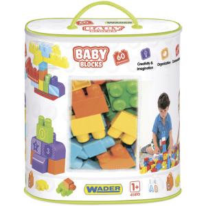 купить Конструктор Wader Baby Blocks Мои первые кубики 60 элементов в сумке (41410)