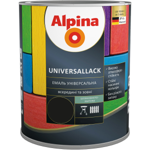 Емаль Alpina Universallack Шовковисто-матова 2.5 л Чорна (948103763) краща модель в Луцьку