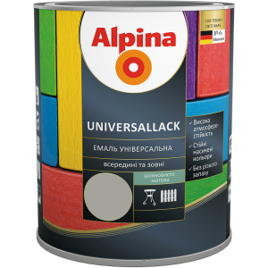 Емаль Alpina Universallack Шовковисто-матова 2.5 л Сіра (948103739) ТОП в Луцьку