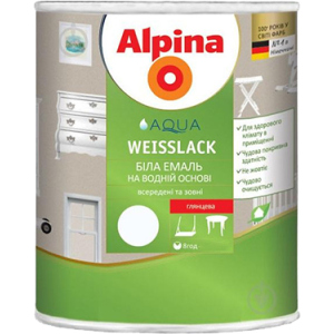 купить Эмаль Alpina Aqua Weisslack Gl Глянцевая 2.5 л Белая (910897)