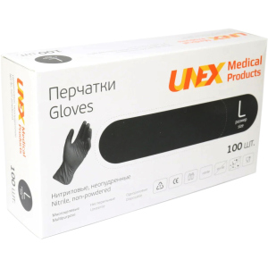 Рукавички нітрилові Unex Medical неопудрені розмір L 100 шт - 50 пар Чорні (4.1002) в Луцьку