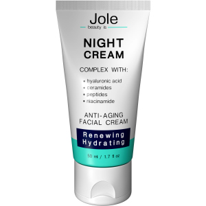 Відновлюючий нічний крем Jole Renuwing Night Cream з гіалуроновою кислотою, комплексом пептидів та керамідів 50 мл (4820243881022) в Луцьку