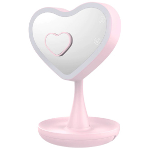 Дзеркало для макіяжу UFT Mirror Heart Pink Серце з підсвічуванням (4820176260086) ТОП в Луцьку