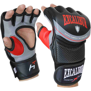 Рукавички MMA Excalibur 687-01 Hybrid S/10 Сіро-чорно-червоні (687-01/S/10) в Луцьку