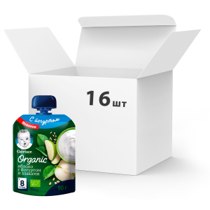 Упаковка пюре фруктово-йогуртного Gerber Organic Яблуко зі злаками з 8 місяців 90 г х 16 шт (7613036712026) ТОП в Луцьку