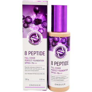 Тональный крем для лица Enough Пептиды 8 Peptide Full Cover Perfect Foundation SPF50+ PA+++ 21 100 мл (8809605870870) надежный