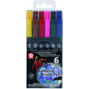 Набір маркерів Sakura Koi Coloring Brush Pen 6 кольорів (084511316799) рейтинг