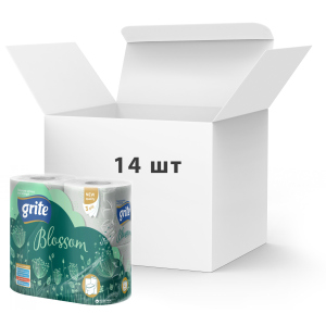 Упаковка туалетного паперу Grite Blossom 150 відривів 3 шари 4 рулони 14 шт (4770023348743) ТОП в Луцьку