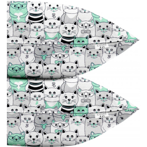 Набір наволочок Cosas Бязь Set Pillow Cats 40х60 см 2 шт Gray (4822052025147) краща модель в Луцьку