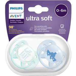 Пустышка Philips AVENT Ultra Soft для мальчиков 0-6 мес 2 шт (SCF222/01) лучшая модель в Луцке