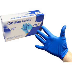 Рукавички медичні нітрилові оглядові Optima Gloves нестерильні неопудрені L 50 пар Сині (52-108) ТОП в Луцьку