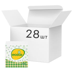 Упаковка салфеток сервировочных Ecolo 1 слой 24х24 см 100 шт Белые 28 пачек (4820202890270) в Луцке