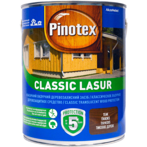 Лазур Pinotex Classic Lasur - матове алкідне просочення для дерева, блакитне, з декоративним ефектом, безбарвне, BC, 3 л (5308843) в Луцьку