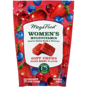 Мультивитамины для женщин, вкус ягод, Women's Multivitamin Soft Chews, Mixed Berry Flavor, Mega Food 30 мягких жевательных конфет в индивидуальной упаковке (51494103722) лучшая модель в Луцке