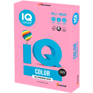 Папір офісний IQ Color PI25 A3 80 г/м2 500 аркушів Рожевий (9003974400273) в Луцьку