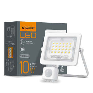 хороша модель LED прожектор VIDEX F2e 10W 5000K з датчиком руху та освітленості