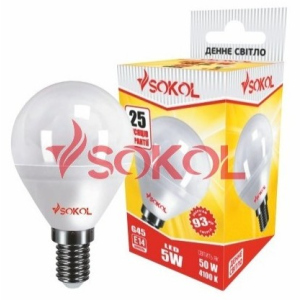 Набор 10 шт. LED лампа SOKOL G45 5.0W 220В E14 4100К ТОП в Луцке