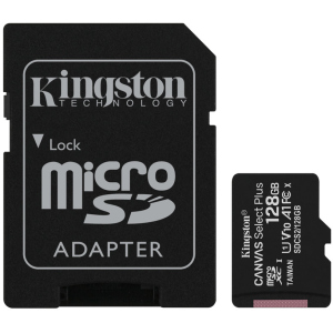 Kingston microSDXC 128GB Canvas Select Plus Class 10 UHS-I U1 V10 A1 + SD-адаптер (SDCS2/128GB) ТОП в Луцке