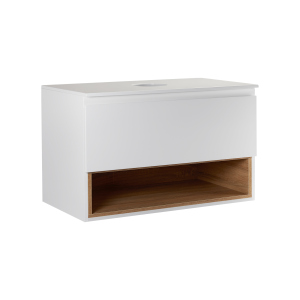 Тумба підвісна Qtap Robin 800х476х437 White/Whitish oak зі стільницею QT1379TPН8001WWO в Луцьку