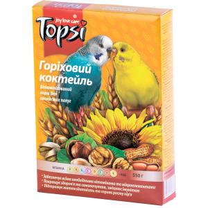 Упаковка корму для дрібних та середніх папуг Topsi Горіховий коктейль 550 г 16 шт (14820122208237) краща модель в Луцьку