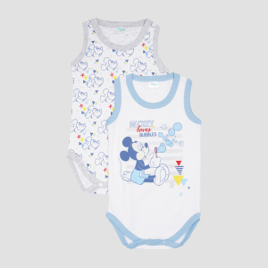 Боді-майка Disney Mickey Mouse MC13888 62-68 см 2 шт Біла з блакитним (8691109721747) краща модель в Луцьку