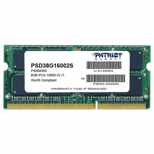 Модуль для ноутбука SoDIMM DDR3 8GB 1600 MHz Patriot (PSD38G16002S) рейтинг