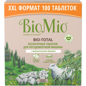 Таблетки для посудомийної машини BioMio Bio-Total 7 в 1 з маслом евкаліпту 100 шт (4603014015945) ТОП в Луцьку