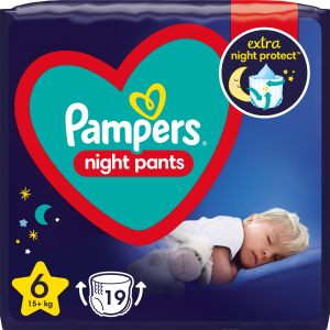 Подгузники-трусики ночные Pampers Night Pants Размер 6 (15+ кг) 19 шт (8006540234761) в Луцке