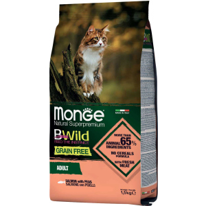 Сухой корм для котов Monge Cat Bwild GR.FREE со вкусом лосося 1.5 кг (8009470012072) надежный