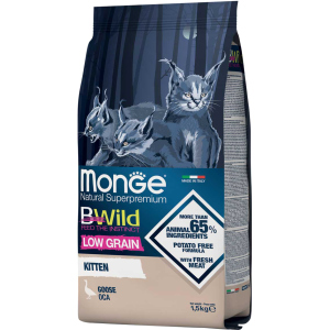 хорошая модель Сухой корм для котят Monge Cat Bwild Low Grain с мясом гуски 1.5 кг (8009470012041)