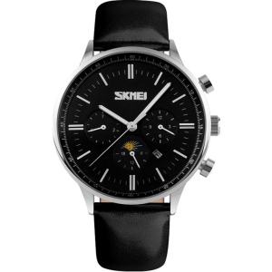 Мужские часы Skmei 9117 Silver Case Black Dail BOX (9117BOXSBK) надежный