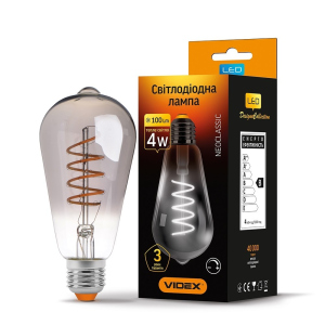 LED лампа VIDEX Filament ST64FGD 4W E27 2100K диммерная графит лучшая модель в Луцке