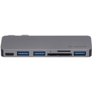 USB-хаб адаптер Ailink Aluminium USB-C SD Hub Card Reader Multi Port 6 в 1 Space Grey (AI-DC6_sg) в Луцке