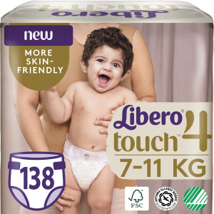 Підгузки Libero Touch 4 7-11 кг одноразові 138 шт (7322541430690) краща модель в Луцьку