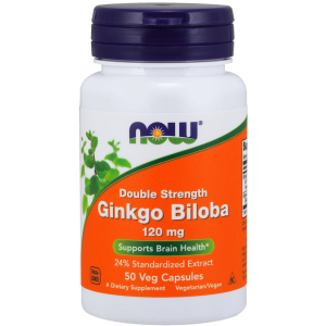 Натуральна добавка Now Foods Гінкго Білоба, Ginkgo Biloba, Double Strength, 120 мг, 50 капсул (733739046826) краща модель в Луцьку