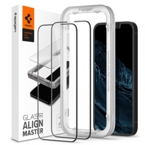 Захисне скло Spigen Glas.tR Align Master Full Cover 2-Pack для iPhone 13/13 Pro Black ТОП в Луцьку