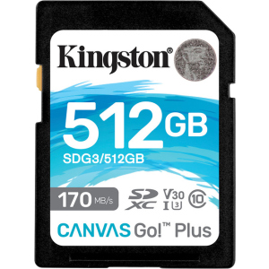 Kingston SDXC 512GB Canvas Go! Plus Class 10 UHS-I U3 V30 (SDG3/512GB) лучшая модель в Луцке