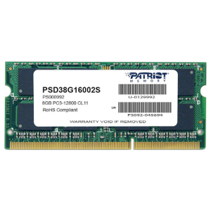 Оперативна пам'ять Patriot SODIMM DDR3 1600 MHz 8Gb (PSD38G16002S) рейтинг